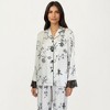Anna-Kaci Lounge Women's Satin Pajama Set with Floral Print and Lace Trim Cuffs and Hem - 2 of 4
