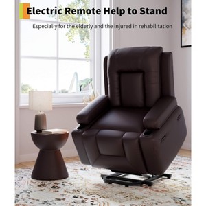 Oversized Power Lift Recliner Chair - Heat and Massage, PU Leather, Electric Lift Chair Designed for The Elderly and People with Mobility impaired - 1 of 4