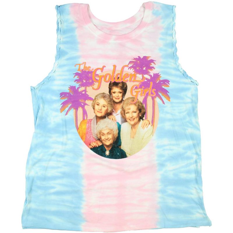 The Golden Girls Women's Palm Trees Tie Dye Braided Tank Top Shirt Adult, 4 of 5