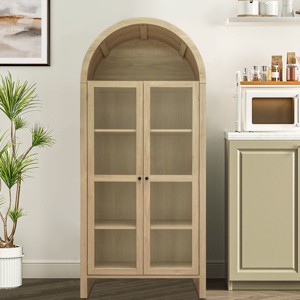 70.28" Wood Kitchen Pantry Cabinet Tall Sideboard Cabinet Archway Cabinet With Adjustable Shelves,Modern Buffet With Acrylic Doors-Cuddlewood - 1 of 4