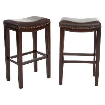 Set of 2 30" Avondale Backless Barstools Brown Bonded Leather - Christopher Knight Home
