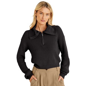 VENUS Womens Quarter Zip Pullover  -  S, Black - 1 of 4