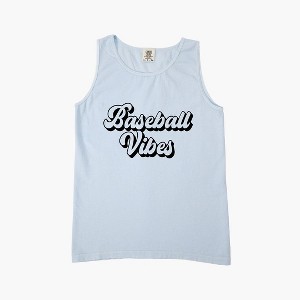 Simply Sage Market Women's Baseball Vibes Cursive Garment Dyed Heavy Weight Tank - 1 of 3