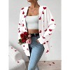 Heart Cardigan Sweater for Women Oversized Valentine Cardigan Cute Love Print Open Front Knit Sweaters Coat with Pockets - 2 of 4