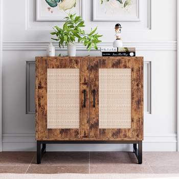 Whizmax Sideboard Buffet Cabinet, Kitchen Storage Cabinet with Rattan Decorated Doors, Accent Cabinet for Bar, Dining Room, Hallway, Console Table
