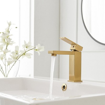 Brushed Gold Stainless Steel Single-Handle Bathroom Faucet