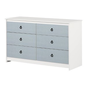 South Shore Plenny 6 Drawer Double Dresser White/Blue: Laminated Particle Board, Adult Assembly Required - 1 of 4