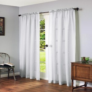 Habitat Cote d'Azure Sheer Rod Pocket Windows or Outdoor Living Space Traditional Style Insulated Curtain Panel 56" x 95" White - 1 of 3