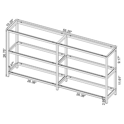 Black Nickel 3-Shelf Glass Console Bookcase
