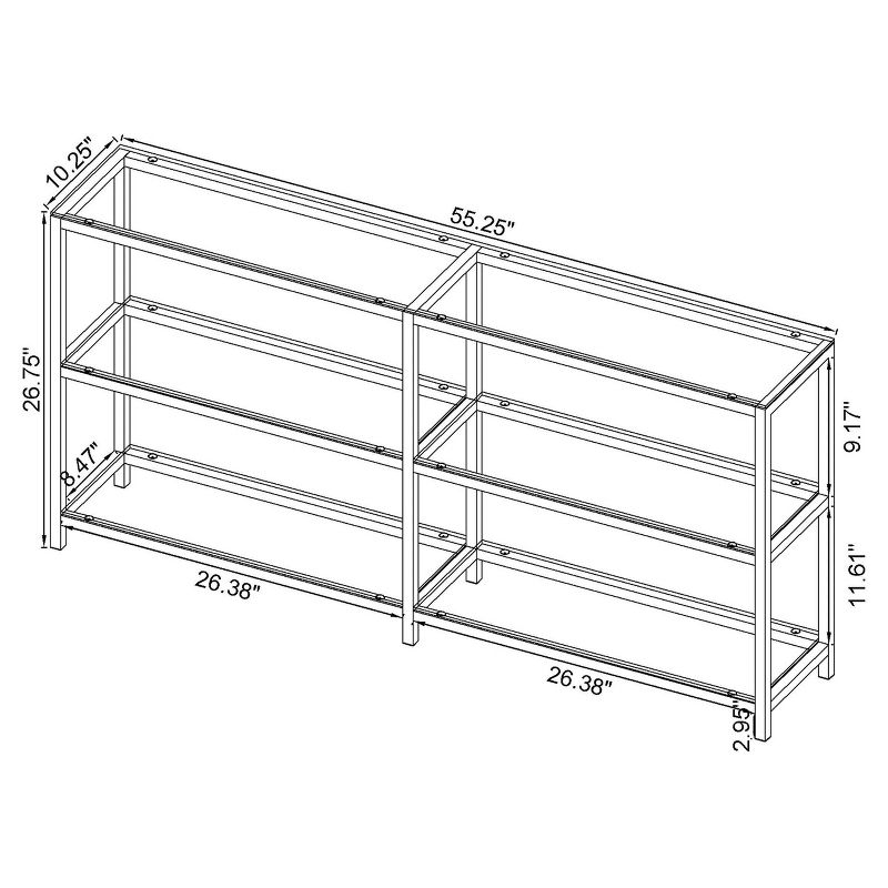 26.75&#34; Contemporary 3 Shelf Console Bookcase with Glass Shelves Black Nickel - Coaster, 5 of 6