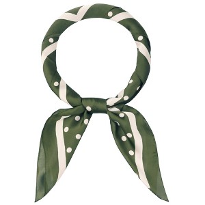 Elerevyo Women Polka Dots Large Vintage Satin Square Neckerchief Head Wrap Bandanas 35.4" X 35.4" - 1 of 4