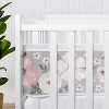 Sweet Jojo Designs Girl BreathableBaby Breathable Mesh Crib Liner Baby Nursery Watercolor Floral Grey Pink and White - 4 of 4