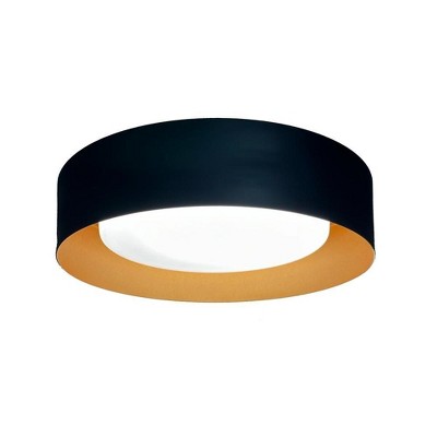 Black and Brushed Brass Glass LED Flush Mount Light