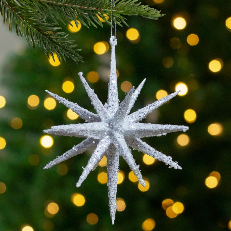 Northlight 6" White Glittered Starburst Christmas Ornament, 2 of 4