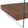 GlasFlength Coffee Tables Modern Two Tier Square Table Clear Glass and Light Wood Texture For Living Room Decor, Brown, 31.4"*31.4"*16.6" - 3 of 4