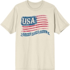 Americana USA Flag Land of the Free Men's Crew Neck Short Sleeve Tee - 1 of 2