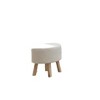 Contemporary Footstool Set Of 2pc, White / Natural Upholstery And Angled Wooden Legs - 2 of 4