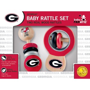 Baby Fanatic Wood Rattle 2 Pack - NCAA Georgia Bulldogs Baby Toy Set - 1 of 4