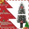Homhougo 4.5ft Artificial Frosted Christmas Tree with Decorative Antique Base & Berries, Set of 2, Ideal for Holiday Decor - 4 of 4