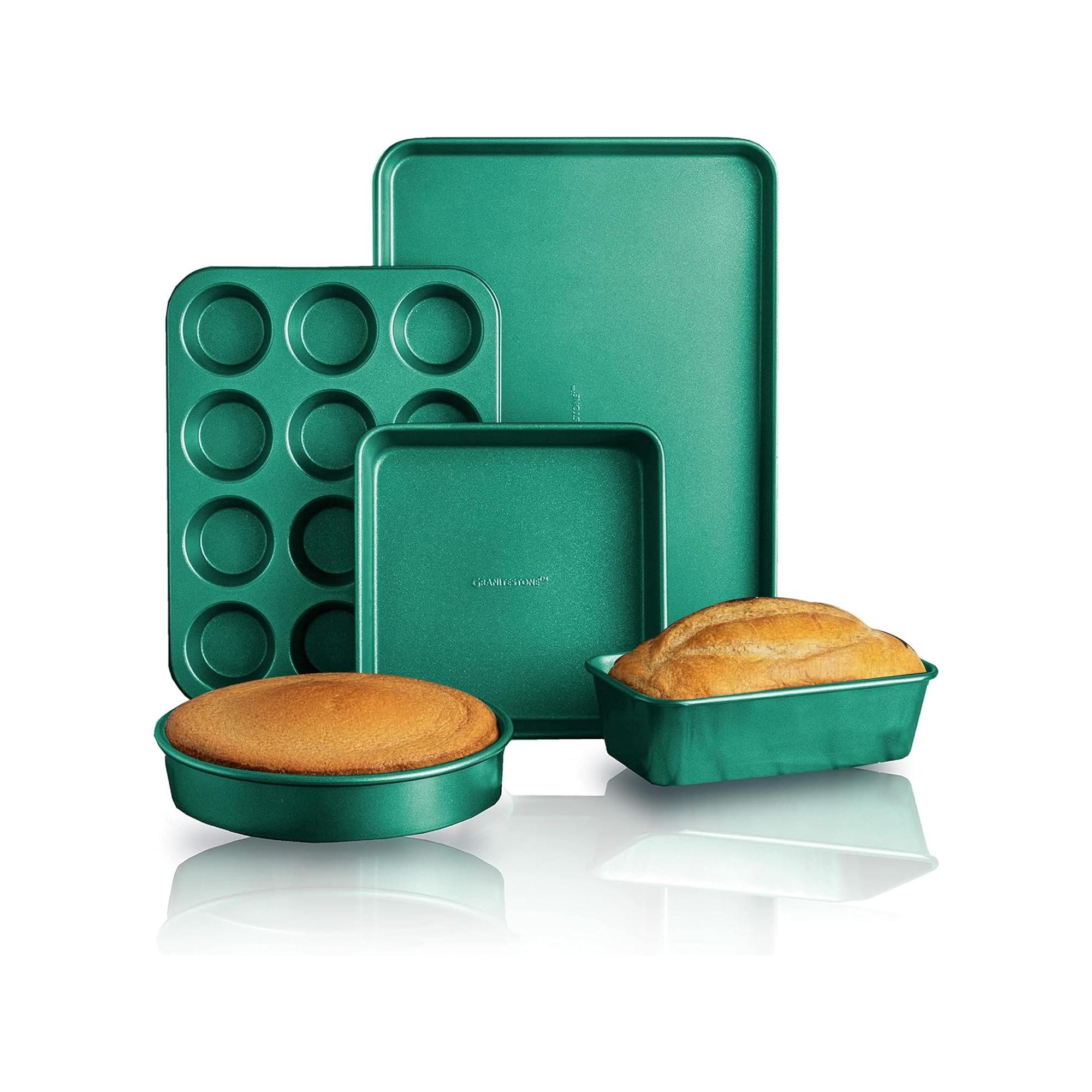 Granitestone Bakeware Set Ceramic Nonstick Baking Pan Muffin Pan Loaf Pan 5Pc