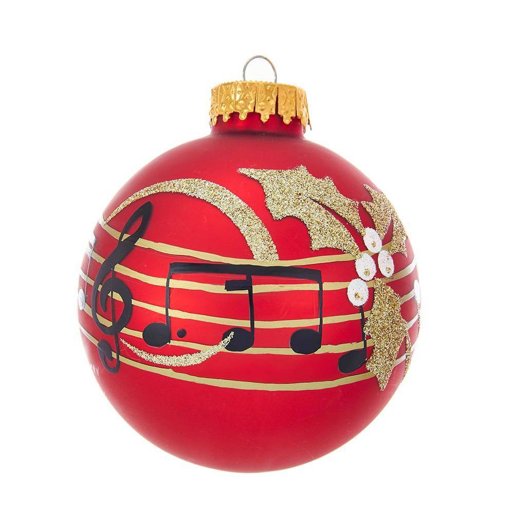 UPC 086131447655 product image for 6pc 80mm Kurt Adler Red With Music Notes Glass Ball Ornament Set | upcitemdb.com