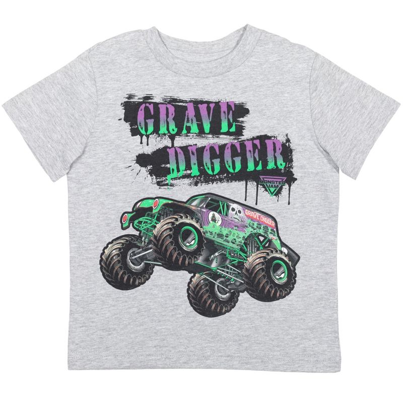 Monster Jam El Toro Loco Grave Digger Megalodon 4 Pack Graphic T-Shirts Navy/Gray/Charcoal/Red , 3 of 10