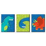 Big Dot of Happiness Roar Dinosaur - Dino Mite T-Rex Nursery Wall Art and Kids Room Decorations - Gift Ideas - 7.5 x 10 inches - Set of 3 Prints