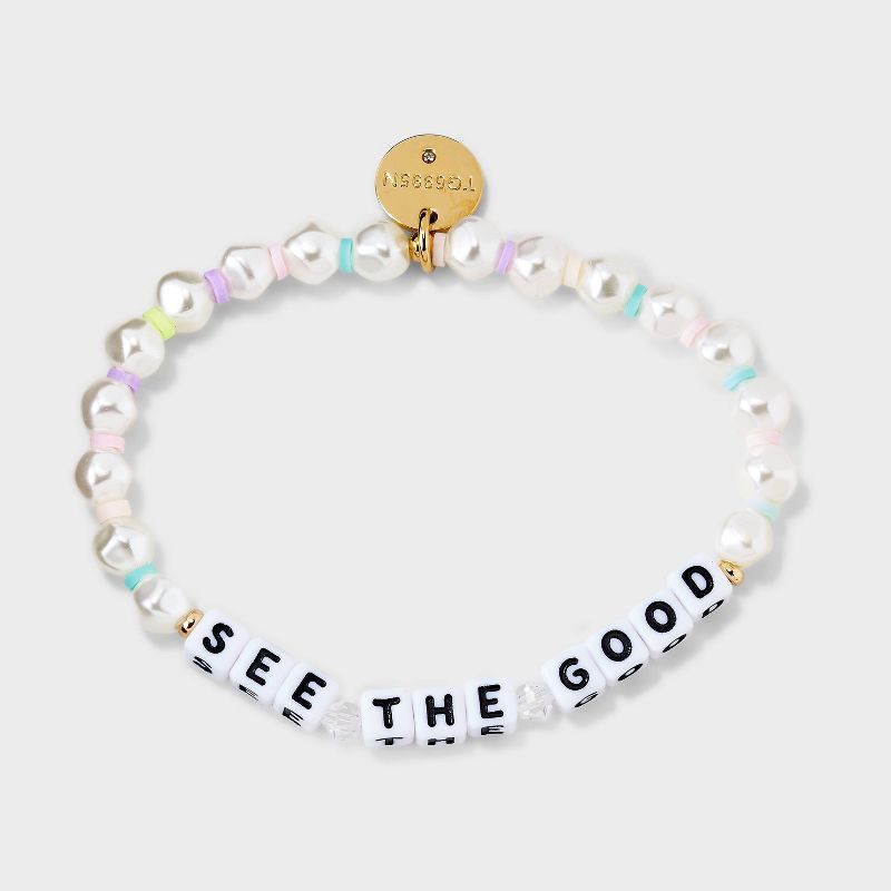 Little Words Project See The Good Beaded Bracelet - Ivory/Pink/Blue, 3 of 6