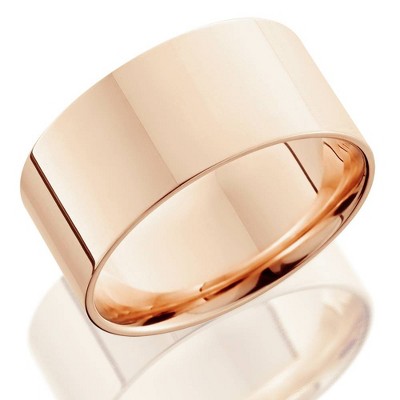 Pompeii3 10mm Flat High Polished Wedding Band 14K Rose Gold