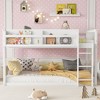 Okak Twin Size Solid Wood Floor Bunk Bed with Storage Shelves & Ladder,Contemporary Bed Frame for Bedroom,Kids Room - 2 of 4
