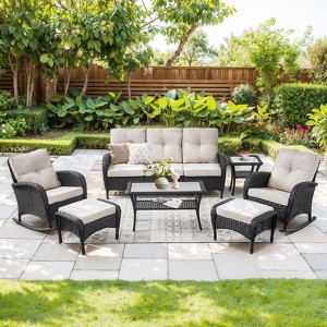 Gymojoy Outdoor Sofa Rocking Chair Side Table with Ottomans Patio Funiture - 1 of 4