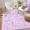 Washable Botanical Floral Print Living Room Rugs, Soft Non Slip Indoor Modern Floor Carpet for Home Office - 3 of 4