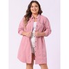 Agnes Orinda Women's Plus Size Long Sleeves Belted Midi Denim T-Shirt Dresses - 2 of 4