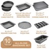 Angel Sar 10-Piece Nonstick Bakeware Set, Includes Cookie Sheet, Cake Pans, Muffin Pan, Loaf Pan, Pizza Pan, Rack, Dishwasher Safe, Gray - 3 of 4