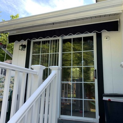 Black 12' x 10' Retractable Patio Awning with White Frame