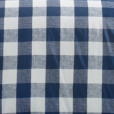 Twin Blue and White Plaid Cotton Duvet Cover Set