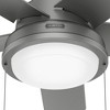 Hunter 44" Seawall Lighted Ceiling Fan Matte Silver Finish - Perfect for Outdoor Spaces with LED Lighting and Pull Chain Control - 2 of 4