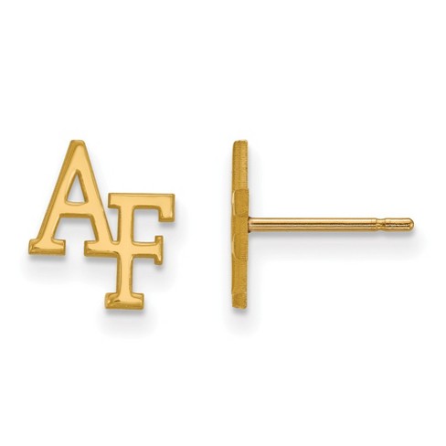 Black Bow Jewelry 14k Yellow Gold United States Air Force Academy Fighting Falcons NCAA Post Earring - image 1 of 3