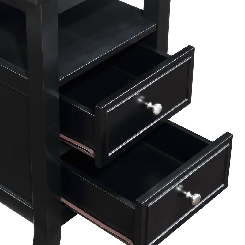 Breighton Home Melbourne 2 Drawer End Table with Charging Station and Shelf Black, 4 of 8