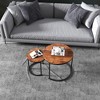 Costway Nesting Coffee Table Set of 2 for Balcony Living Room Modern Round Side Tables Rustic Brown/Brown/Gold - 3 of 4