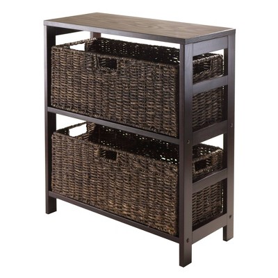 3pc Granville Set Storage Shelf with Baskets Espresso Brown - Winsome