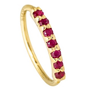 Jewelry Avalanche Unisex 20G 14K Gold 7-stone Ruby Nose Hoop, 8mm(5/16") Nose Ring - 1 of 4