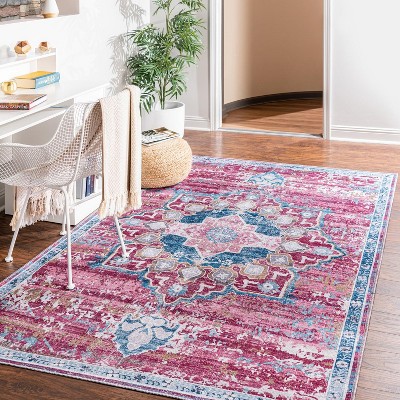 Unique Loom Renaissance Roma Border Washable Indoor Flatweave Woven Area Rug