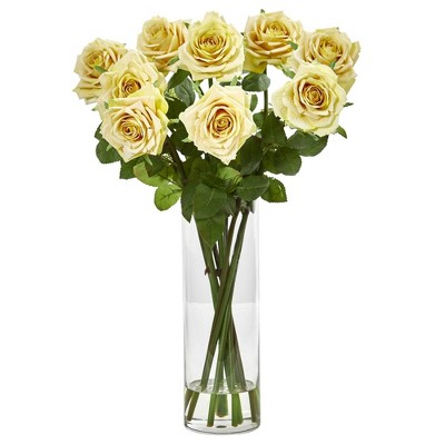 Regal Rose 22.5" Artificial Arrangement in Clear Cylinder Vase