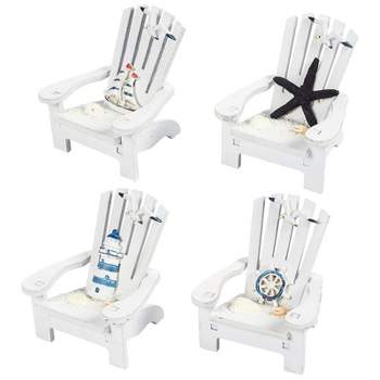 Juvale Set of 4 Mini Beach Chair for Bathroom, Nautical Home Decor, Ocean Decorations (4 in)