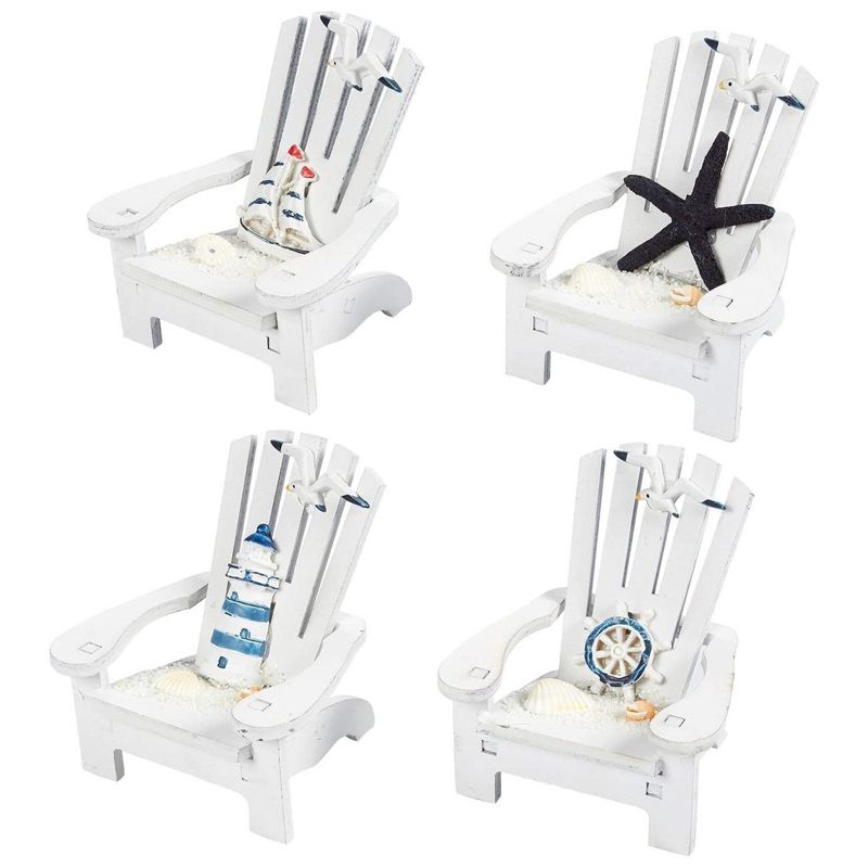 Juvale Set of 4 Mini Beach Chair for Bathroom, Nautical Home Decor, Ocean Decorations (4 in), 1 of 9