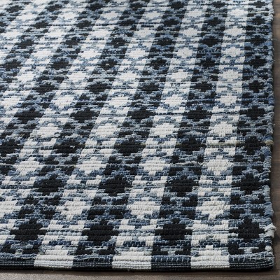 Blue and Ivory Geometric Handwoven Cotton Area Rug