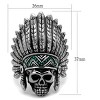 Slickblue Polished Stainless Steel Skull Ring with 23g Emerald Crystal, Available in Sizes 7-13 - 2 of 4