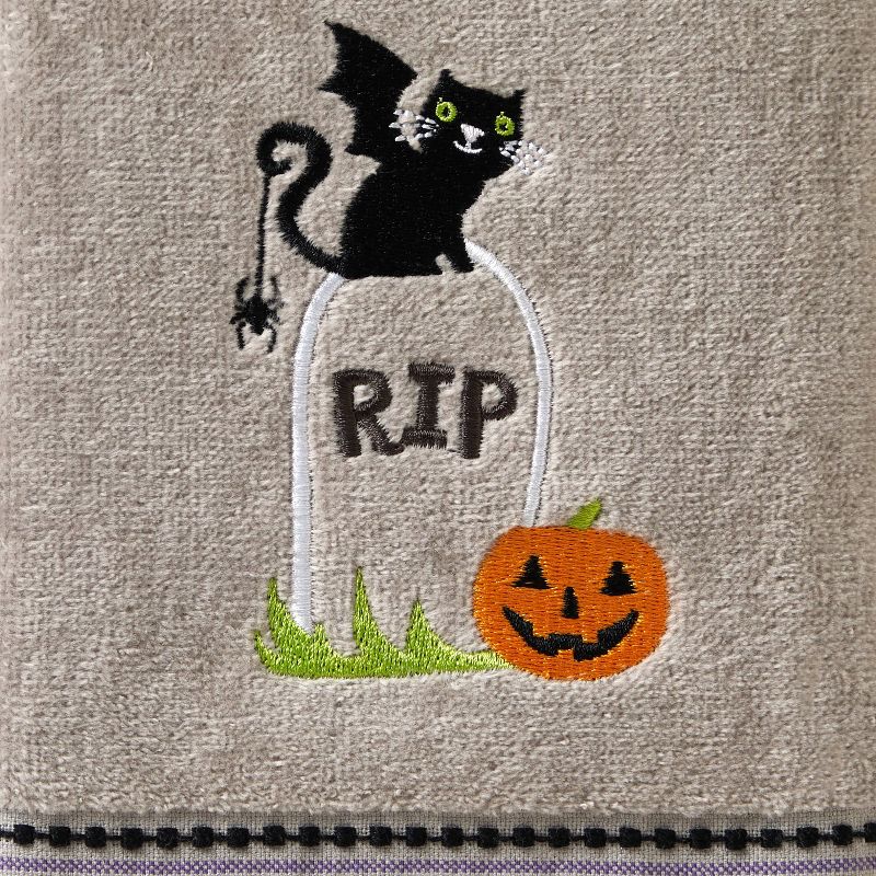 2pc Graveyard Cat Hand Towel Gray - SKL Home, 3 of 5