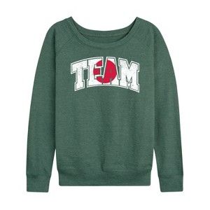 Women's - Instant Message - Team Japan Lightweight French Terry Wide Neck Long Sleeve Graphic Shirt - 1 of 4